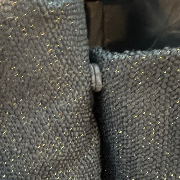 Ann Taylor Black Gold Metallic Asymmetrical Zip Wool Blend 3/4 Sleeve Jacket, 14 - Picture 5 of 13